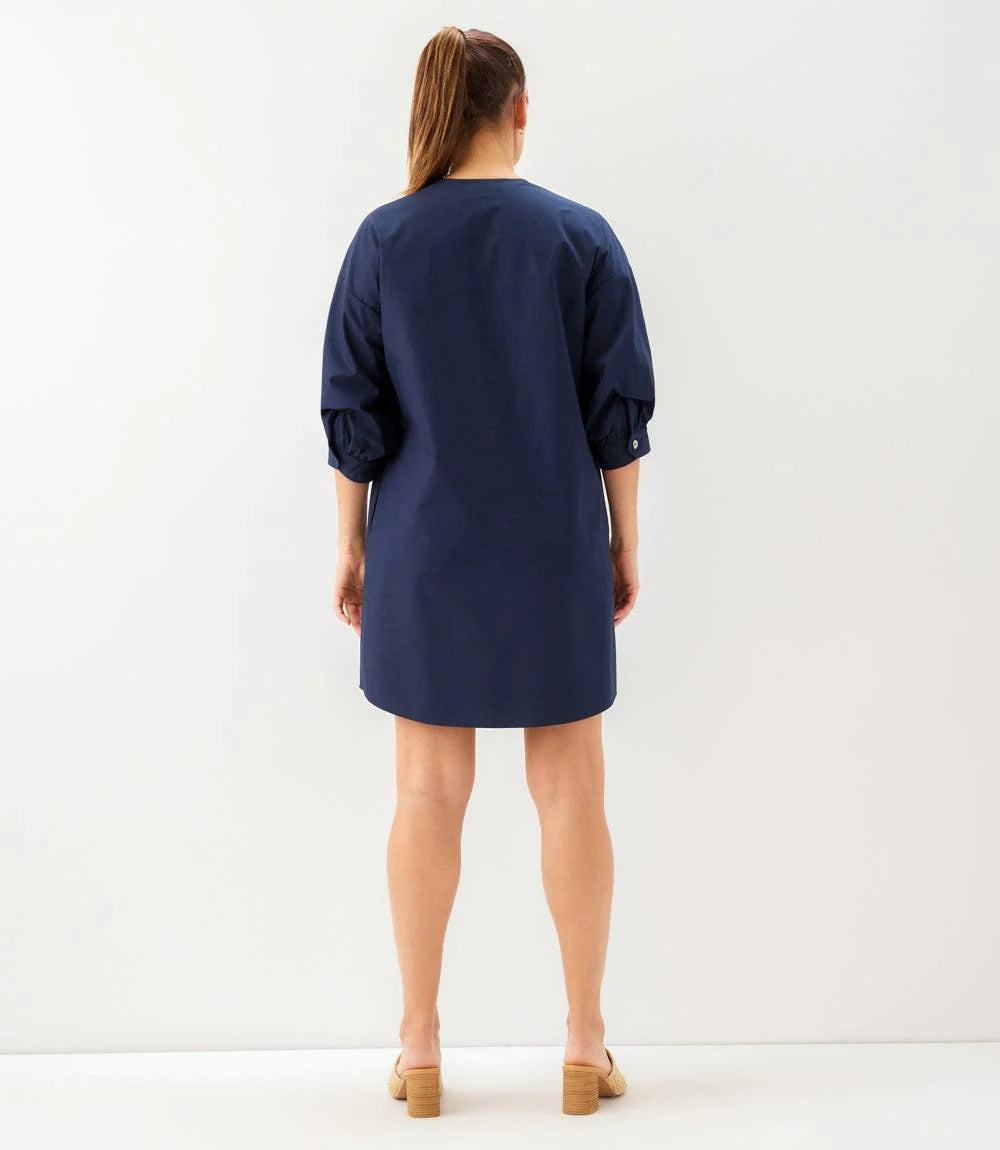 Lantern Sleeve Button-Front Dress