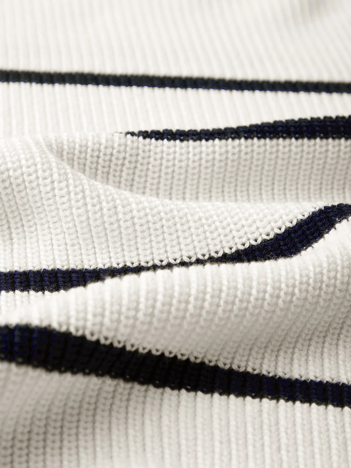 Stripe Rolled Crewneck Cotton Sweater