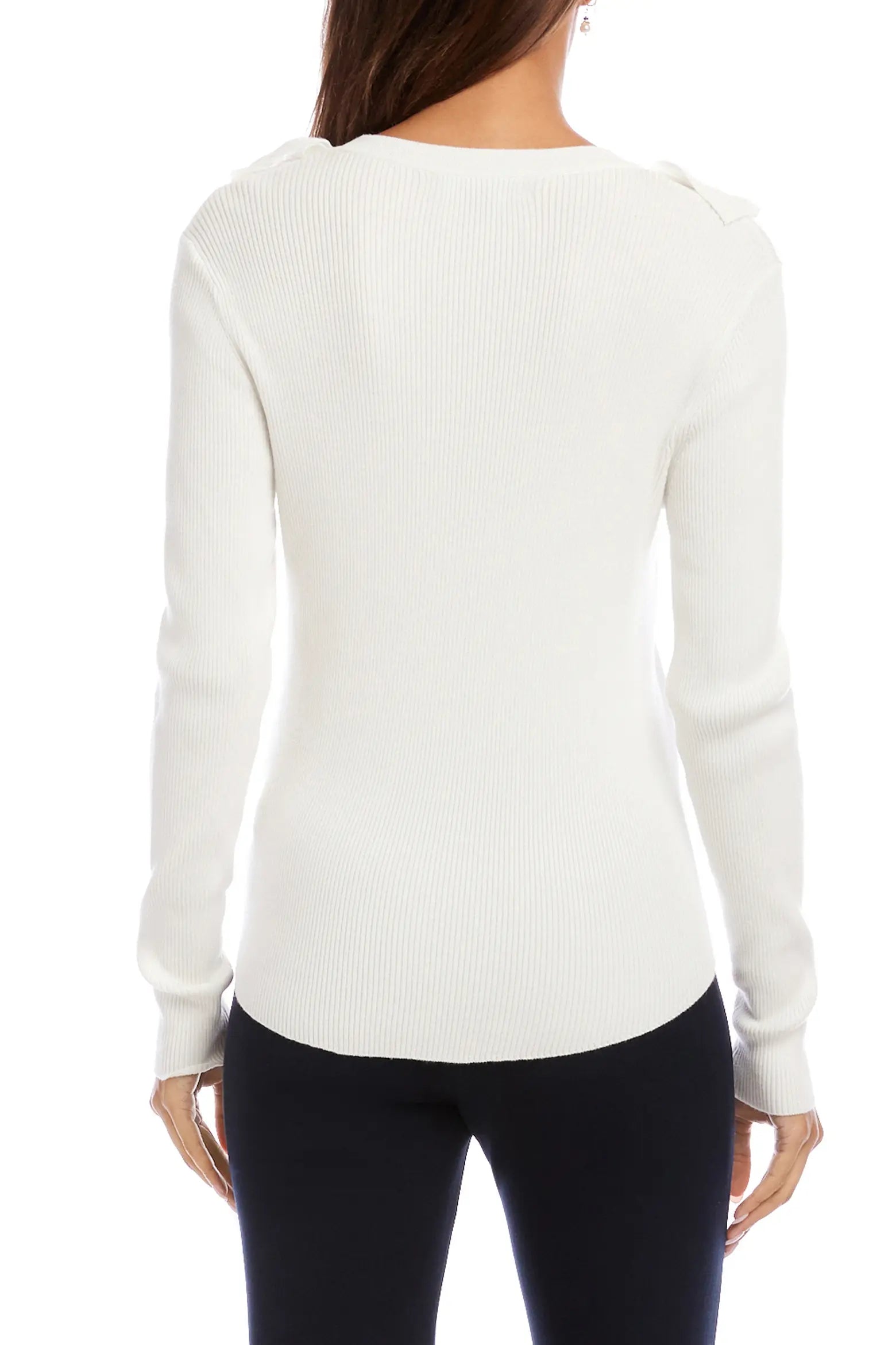 Ruffle V-Neck Sweater