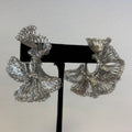 Silver-Threaded Fan Earrings