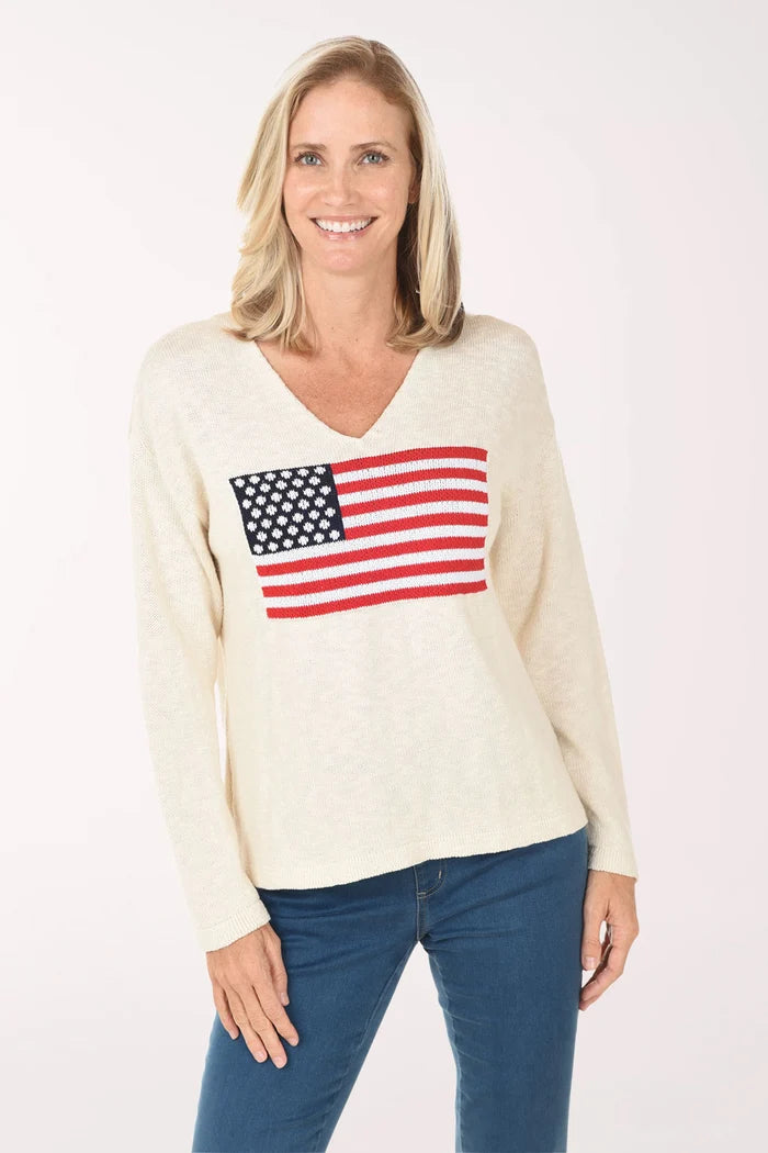 American Flag V-Neck Sweater