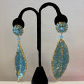 Blue Hand-Crocheted Beaded Earrings