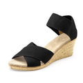 Black Linen Cannon Espadrille Wedge