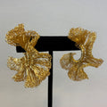 Gold-Threaded Fan Earrings