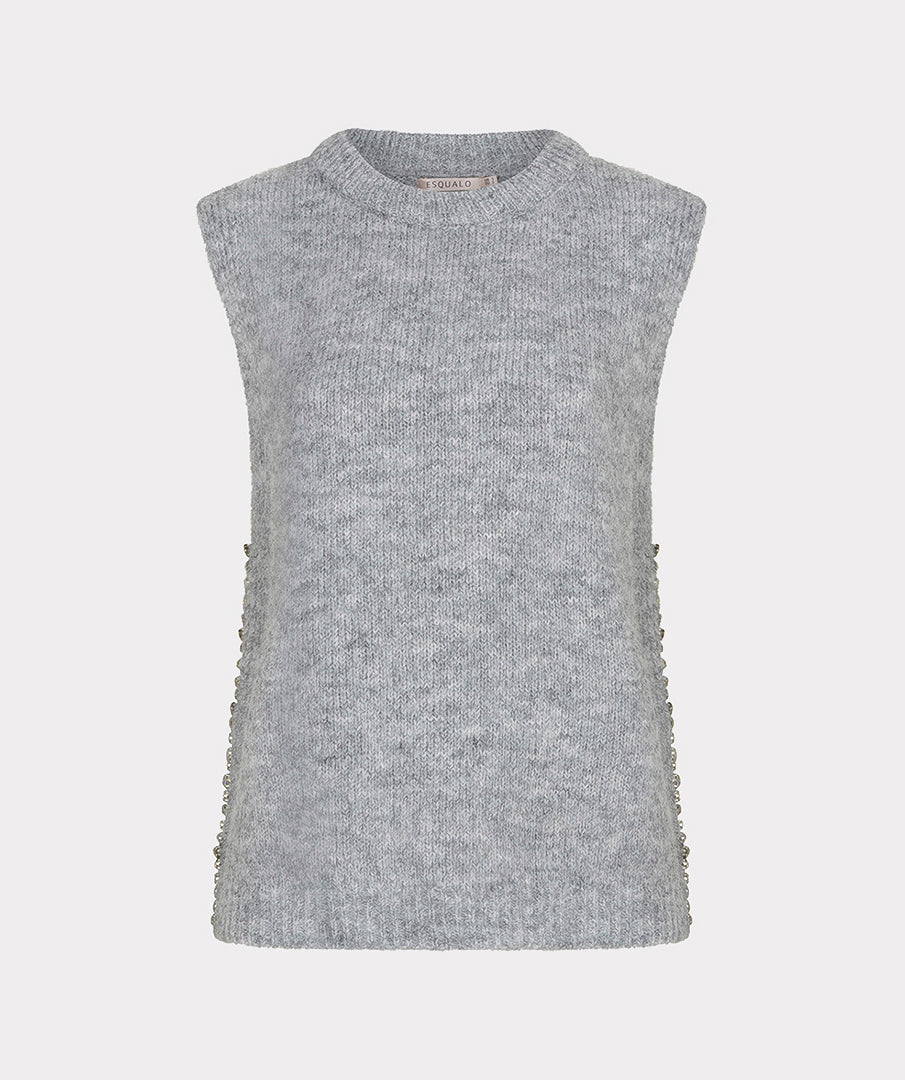 Sweater Vest Embellished with Diamonds