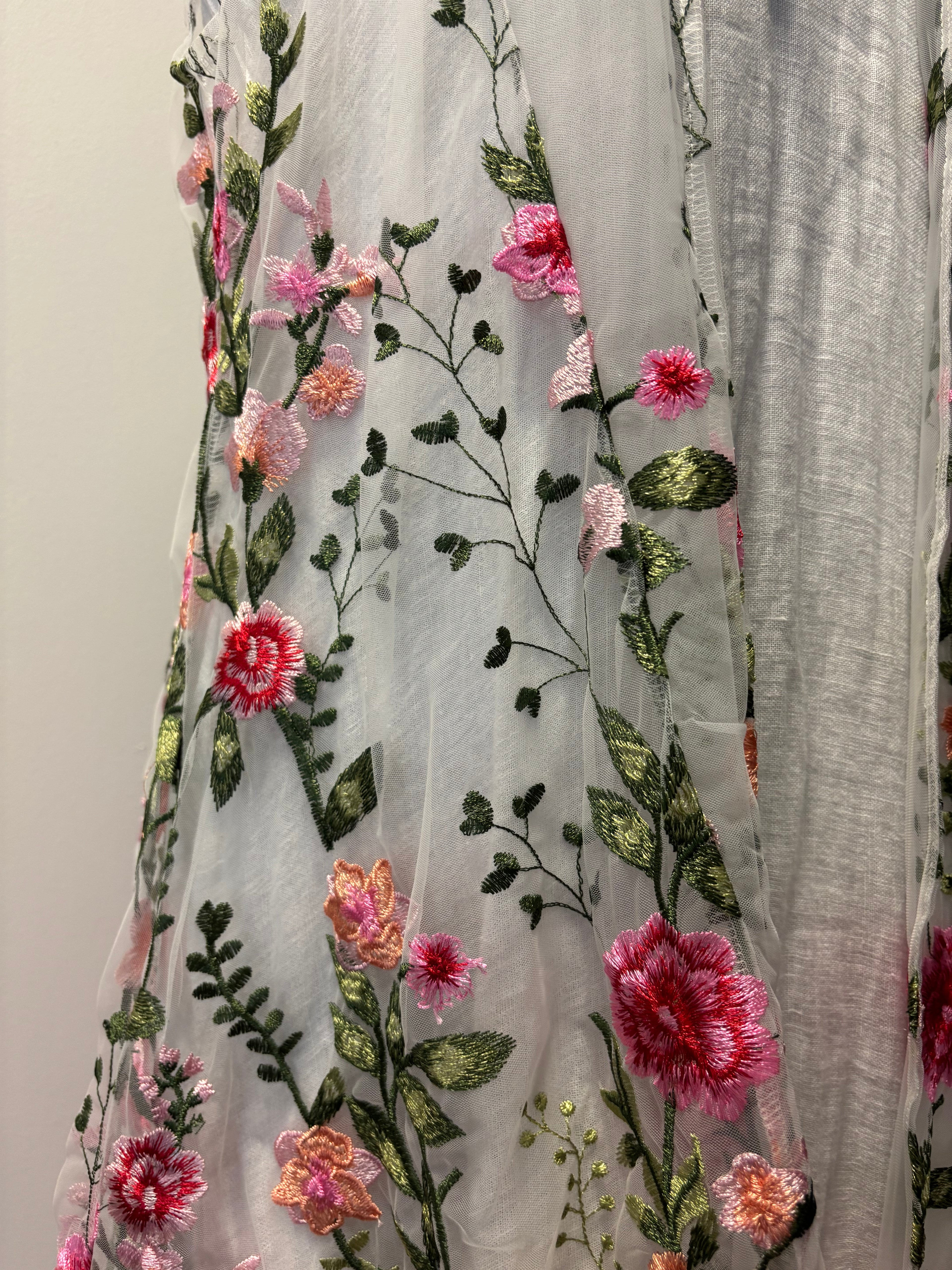 Embroidered Mesh Duster Jacket