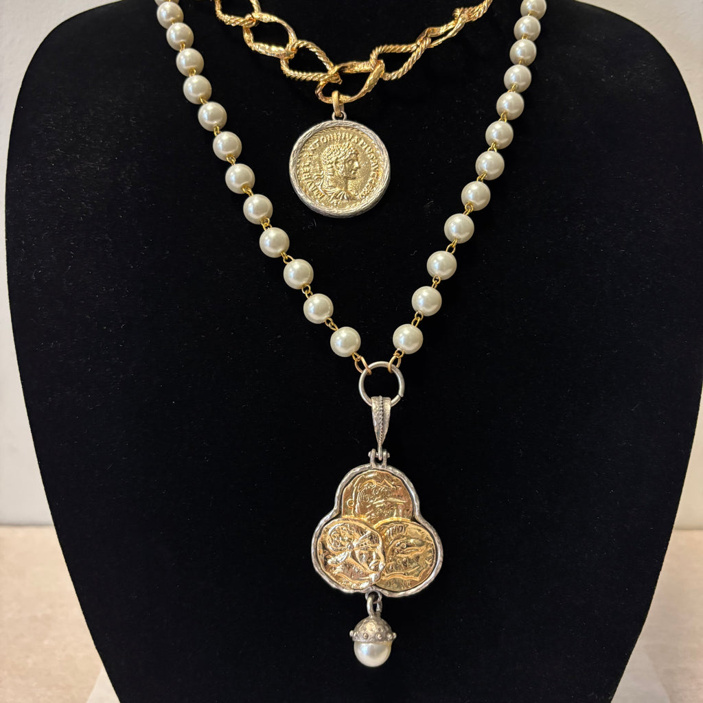 Roman Coin Double Chain Necklace