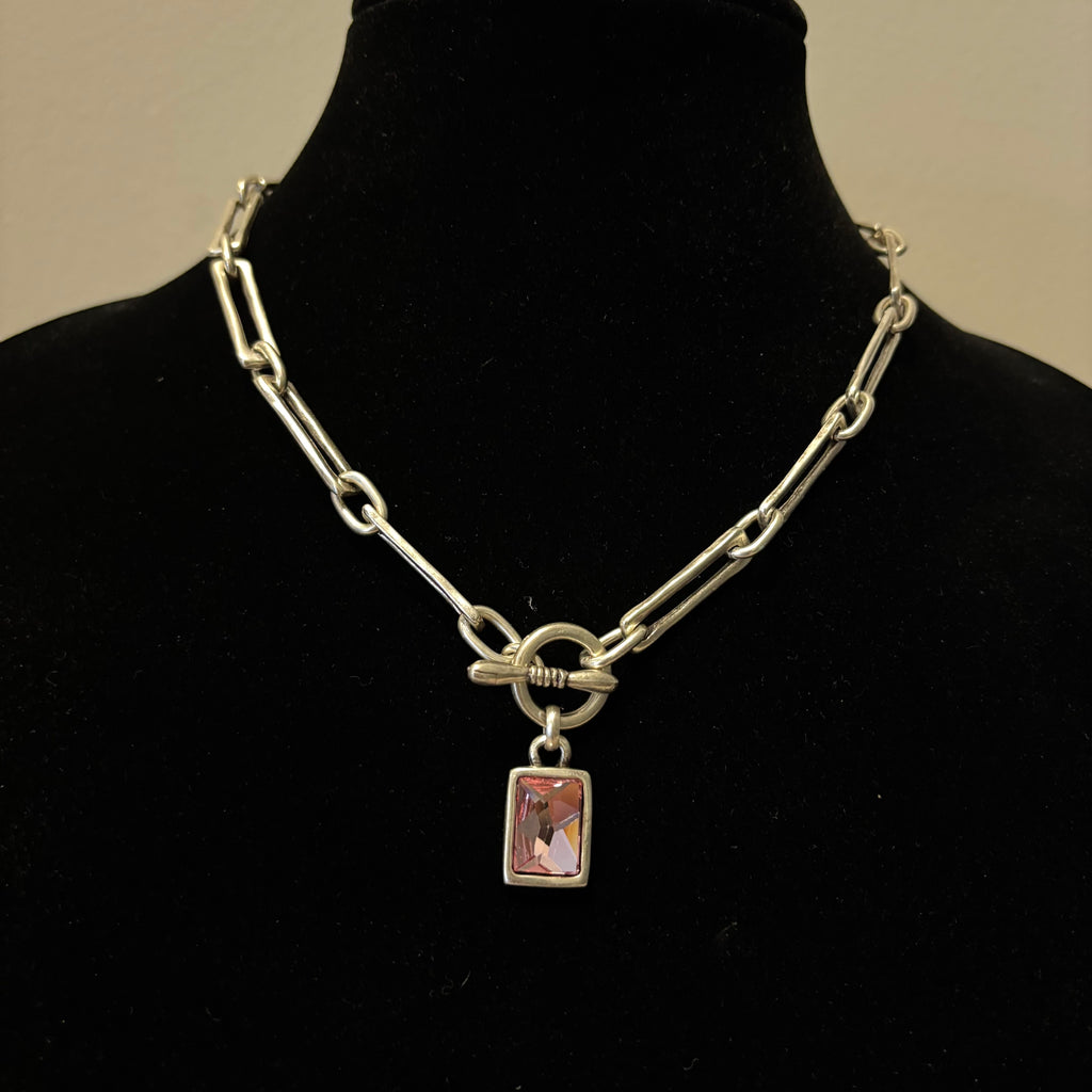 Pink Crystal Pendant Necklace