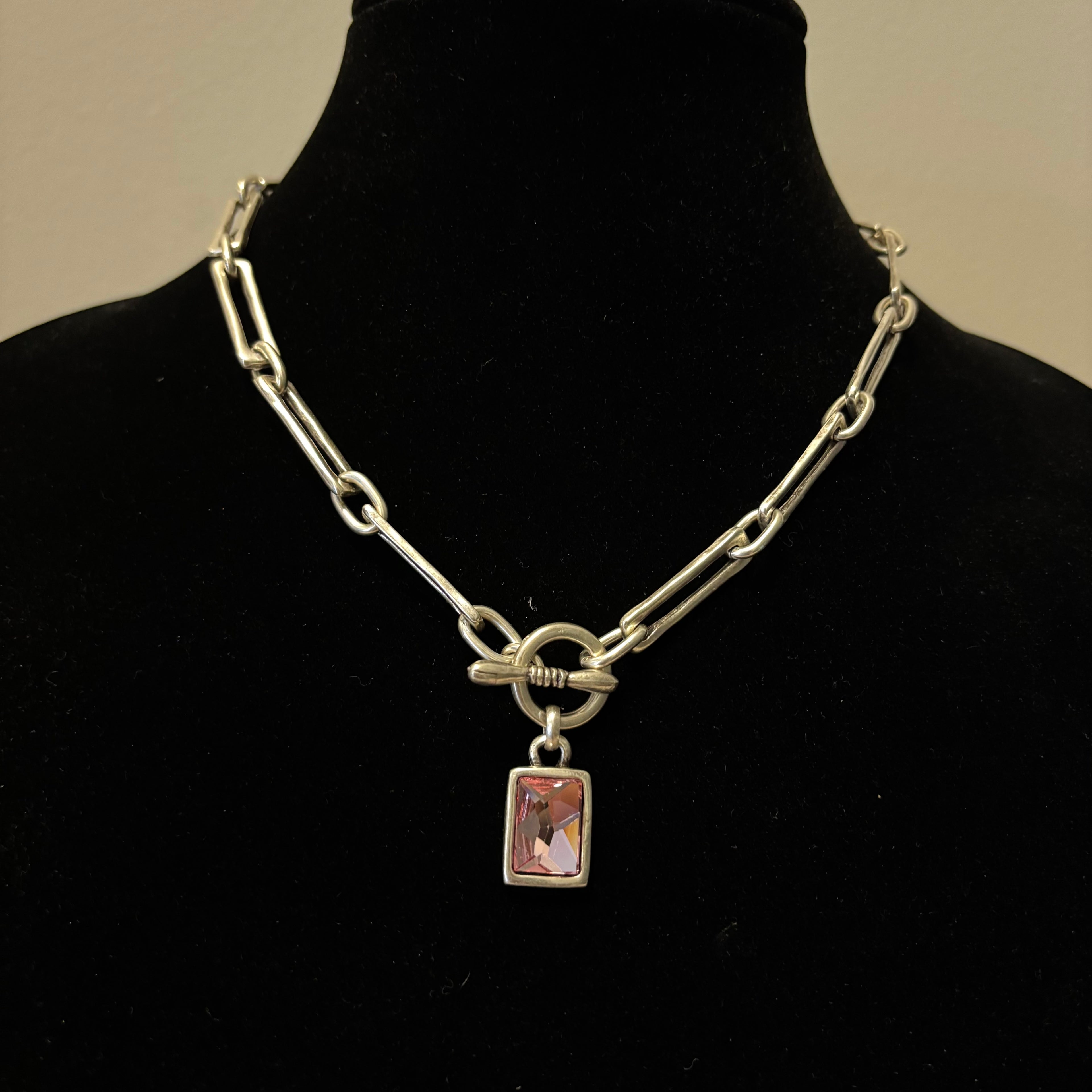 Pink Crystal Pendant Necklace