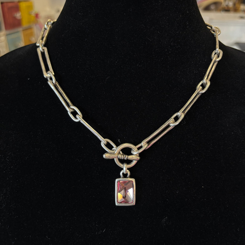 Pink Crystal Pendant Necklace