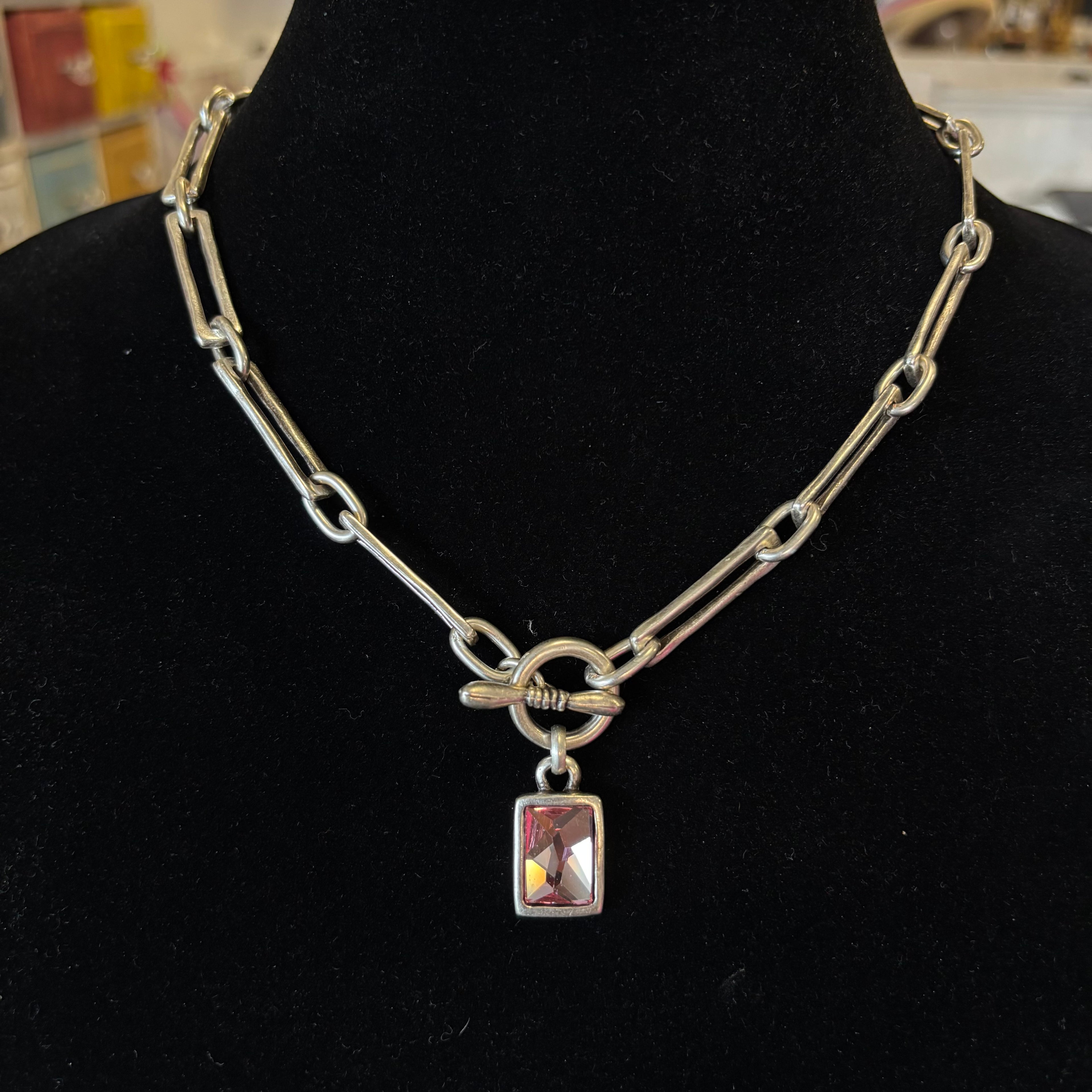 Pink Crystal Pendant Necklace