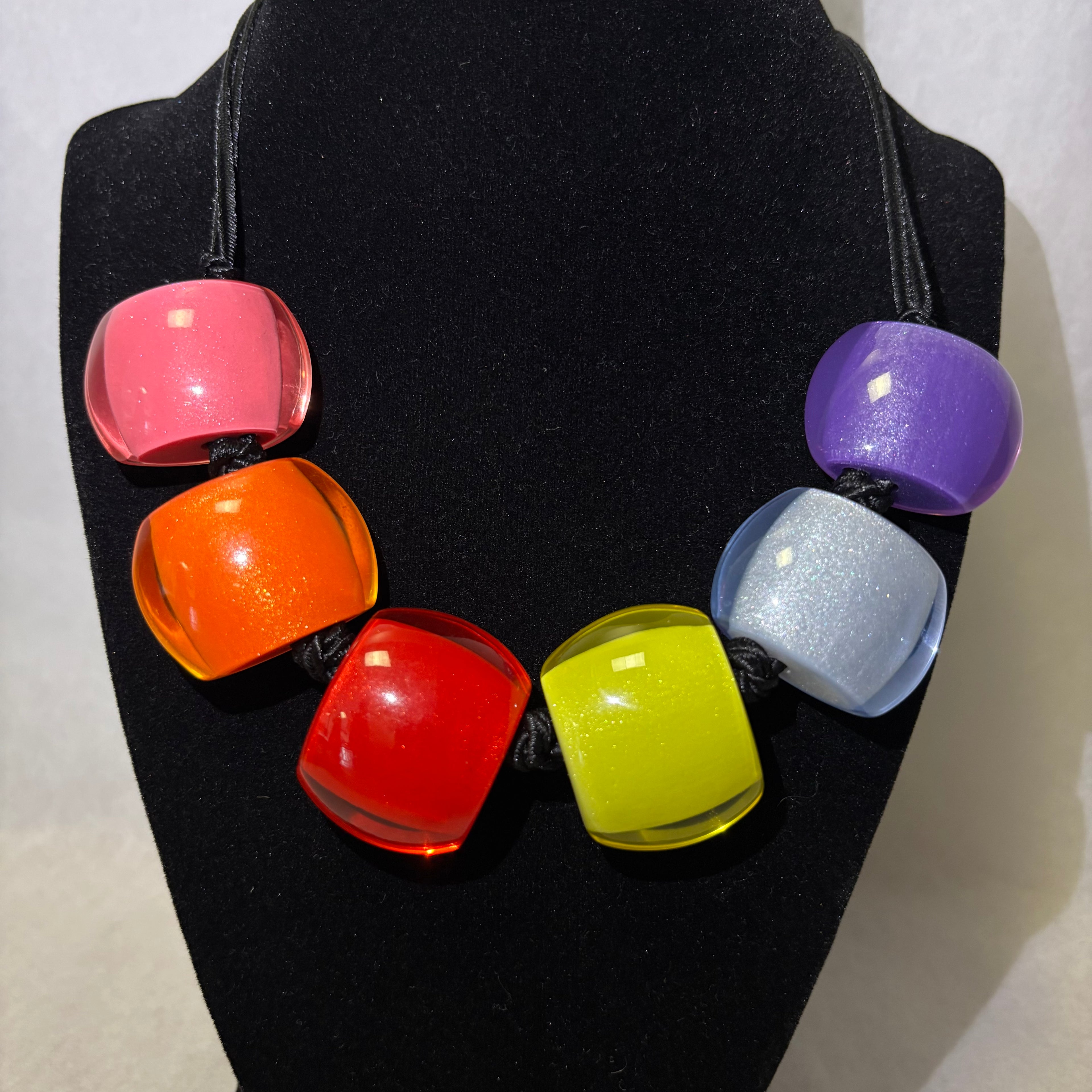 Multi-colored Adjustable Resin Necklace