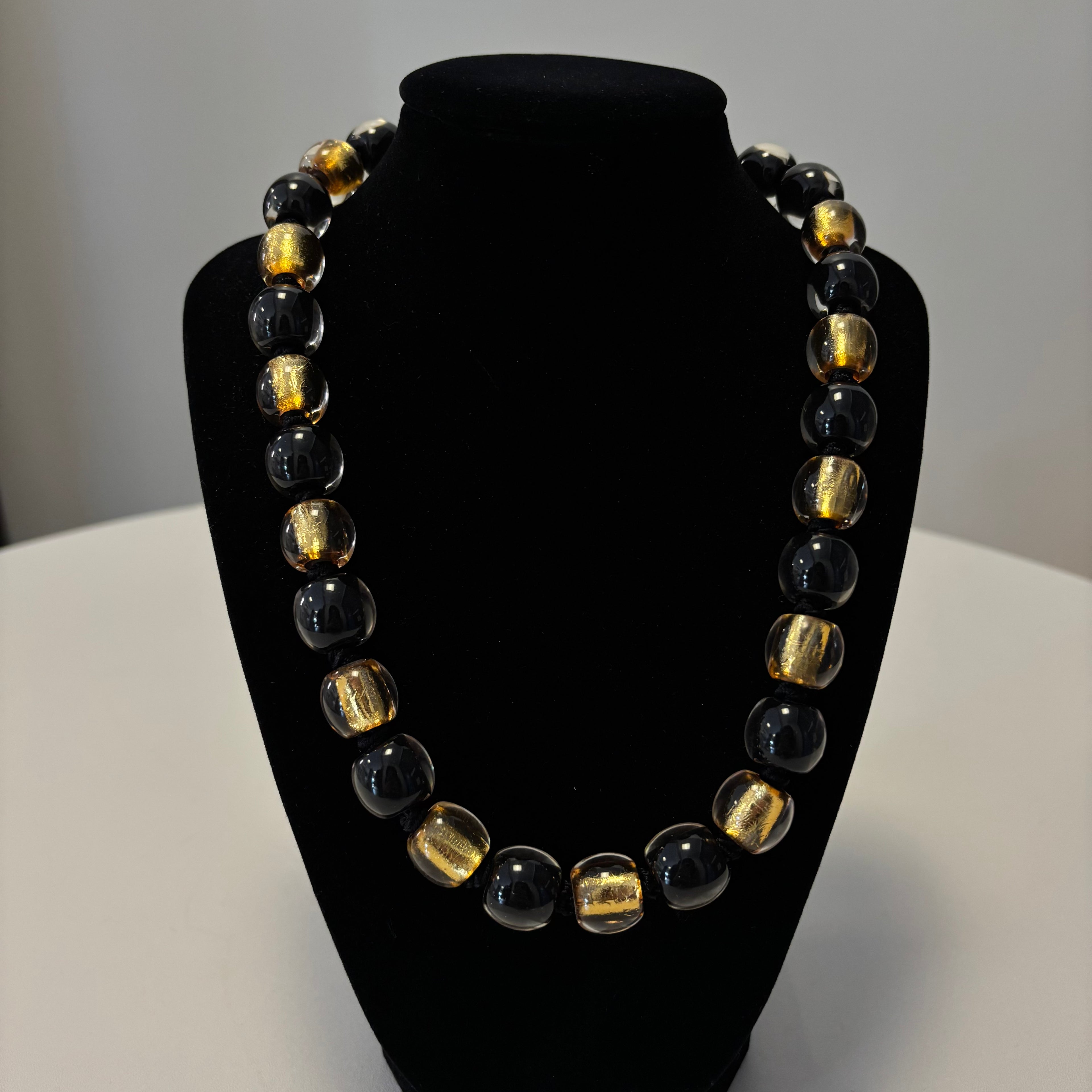 Black and Gold Beaded Necklace
