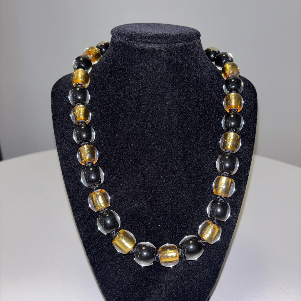 Black and Gold Beaded Necklace