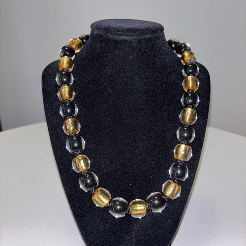 Black and Gold Beaded Necklace