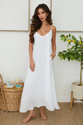 Spaghetti Adjustable Strap Linen Maxi Dress