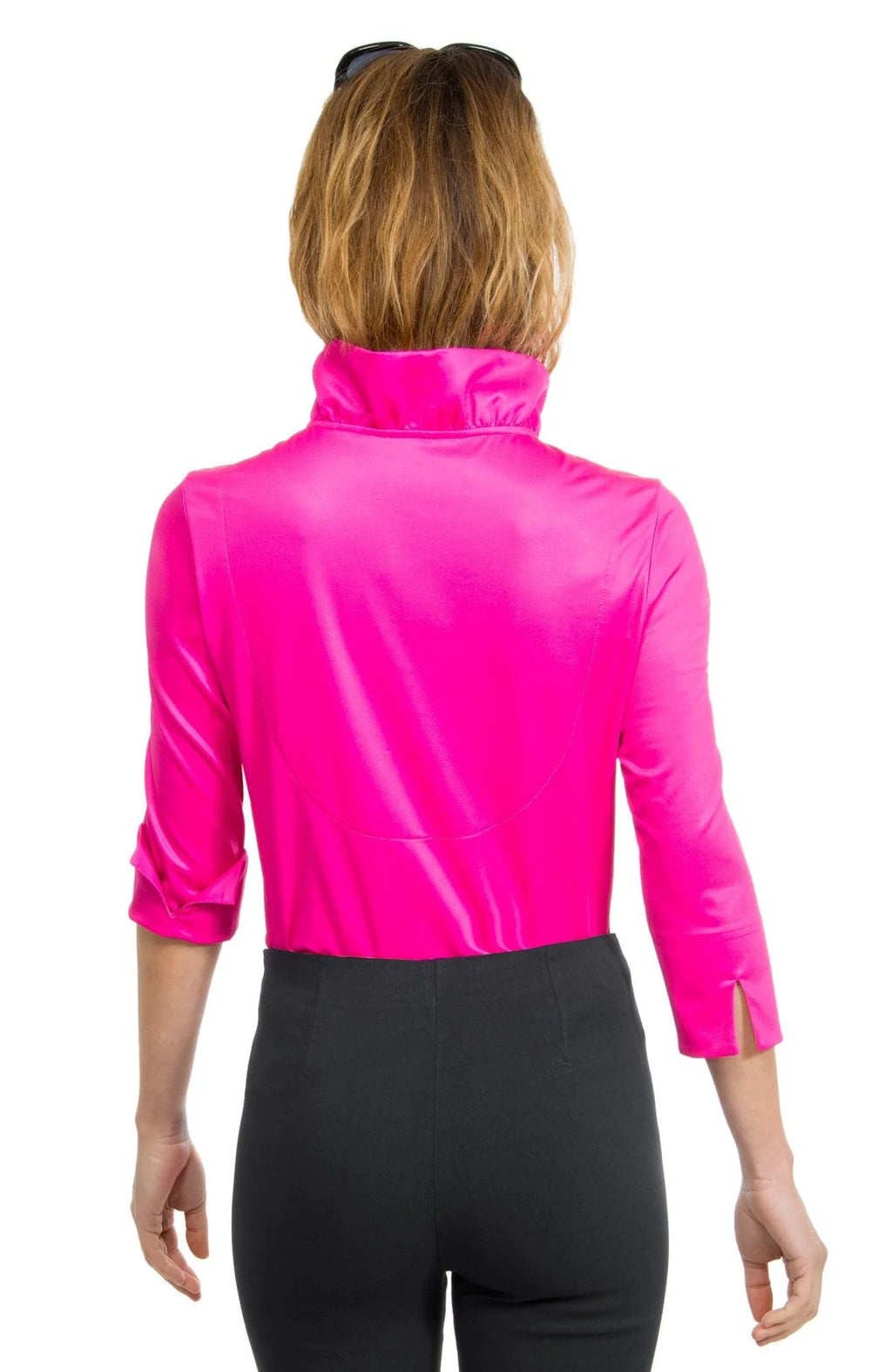Pink Jersey Ruffneck 3/4 Sleeve Top