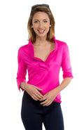 Pink Jersey Ruffneck 3/4 Sleeve Top